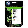 HP Genuine OEM CC653AN and CC656AN (HP901) HP 901 Dual Pack Black and Color Inkjet Cartridges (200 BLK & 360 CLR YLD)